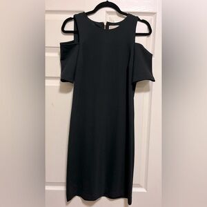Open shoulder fitted formal dress